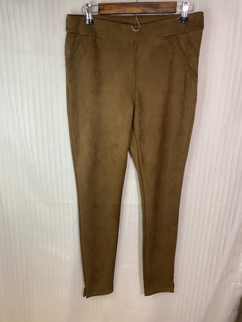 Anna & Ava Brown Faux Suede Leggings Womens Large Pull On Stretch Pants
